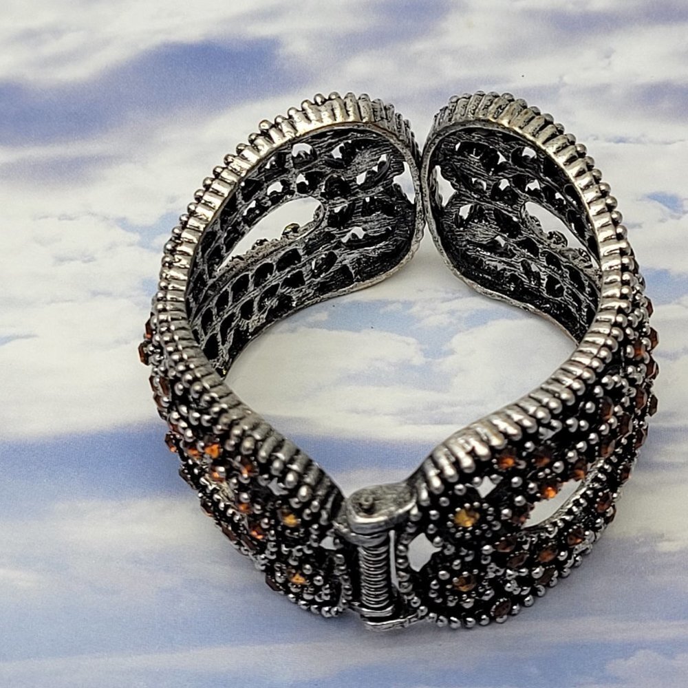 Multicolored Rhinestone Hinged Bracelet - Picture 13 of 13